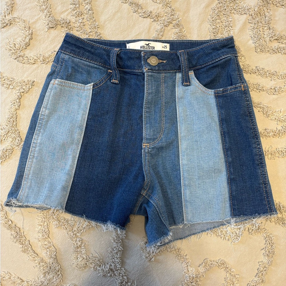 Hollister Women's Blue Patchwork Jean Shorts